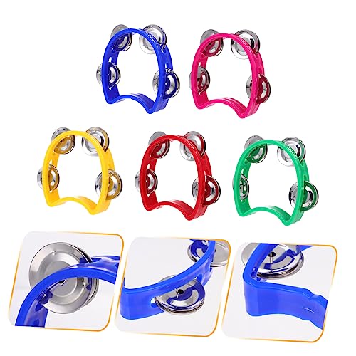 Toyvian 10 Pcs Círculo Sino Flor Círculo Quatro Sinos Tambores Mão Para Crianças Brinquedos Madeira