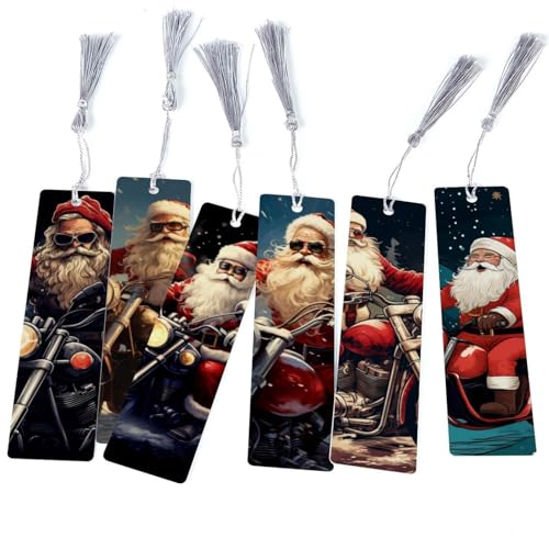 Marque-pages Père Noël moto : lot de 6 pour ne plus jamais corner vos livres