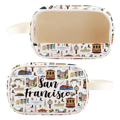 WZMPA San Francisco Travel Cosmetic Bag Gift San Francisco Souvenir Gift San Francisco Makeup Zipper Pouch Bag San Francisco Merchandise (San Francisco-CMB)