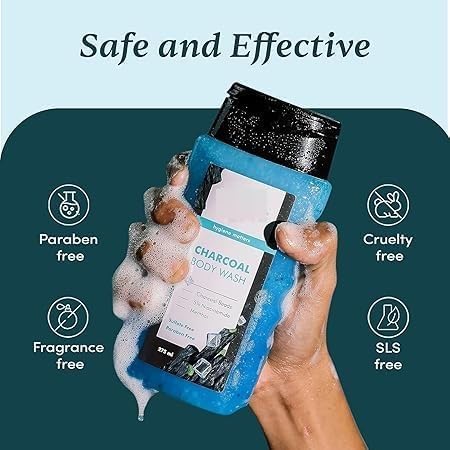 PB 3 in 1 Act.ion Char.Coal & Men.thol Bo.dy Wa.sh | Wi.th Men.thol, 5% Niacin.Amide & Activ.ated Char.Coal Bea.ds | F.or Inst.ant Coo.ling, Od.or Prote.ction & Impr.oves Sk.in tex.ture | 250ml