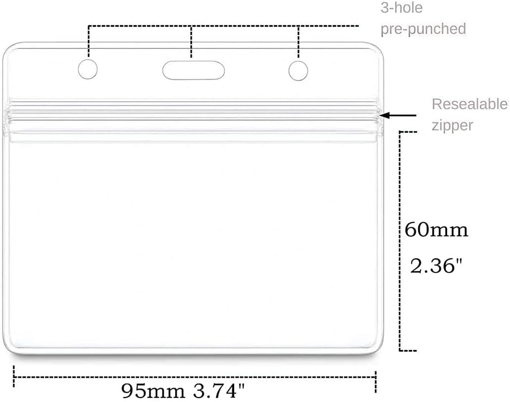 Name Tags,Bird Fiy 50 Pcs Waterproof Type Clear Plastic Horizontal Name Tag Badge Id Card and 50 Pcs Blue Lanyard - Image 2