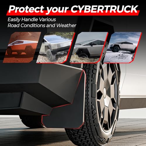 Image of 4PCS Mud Flaps for 2024 2025 Tesla Cybertruck,All Weather Fender Front & Rear Mud Grards for Cybertruck Accessories