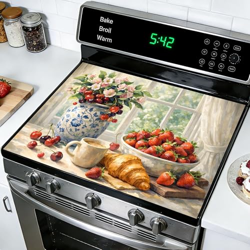 Image of Stove Burner Covers Non-Slip Electric Cooktop Protector Mat (Bread)
