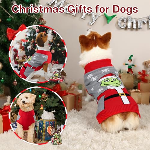 FWLWTWSS Weihnachten Hundepullover, Winter Warmer hundepulli Sweater mit Rollkragen, Geschenke für kleine und mittelgroße Hunde（L）