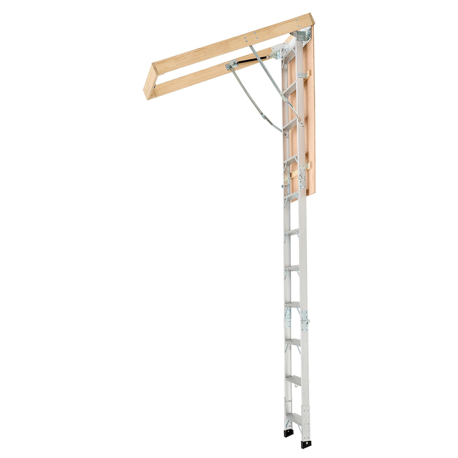 VEVOR Escalera de Ático, Capacidad de 170 kg, Atura Ajustable de 3 a 3,13 m, Plegable y Multiusos de Aluminio, Diseño Compacto, Se Adapta a Techos de 2,3 a 3,1 m para un Acceso Cómodo, Plata