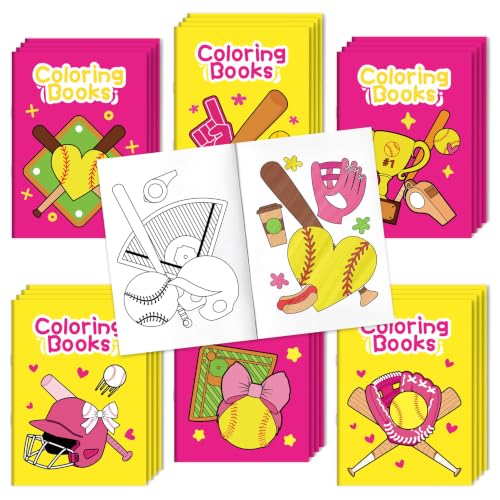Image of Bulk Softball Coloring Books, 24Pcs Mini Ball Drawing Booklet for Kids