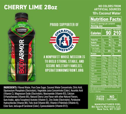 Bodyarmor Sports Drink Sports Beverage, Cherry Lime, Natural Flavors With Vitamins, Potassium-Packed Electrolytes, Perfect For Athletes, 28 Fl Oz (Pack Of 12) #TOP1