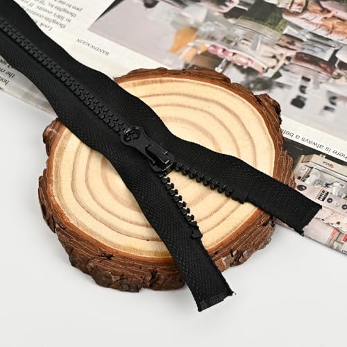 2PCS Black Open Ended Heavy Duty Zips Size 5#, Chunky Resin Zipper 80cm/32in for Sewing, Bags, DIY Projects - Image 5