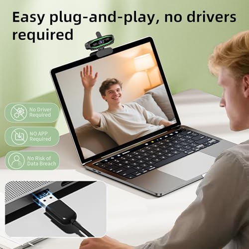 Image of 1080P HD Webcam, USB Plug & Play Computer Camera, Auto Low-Light Streaming Camera, RGB Status Light Web cam, Noise-Canceling Microphone Webcam - for Video on Laptop & Desktop
