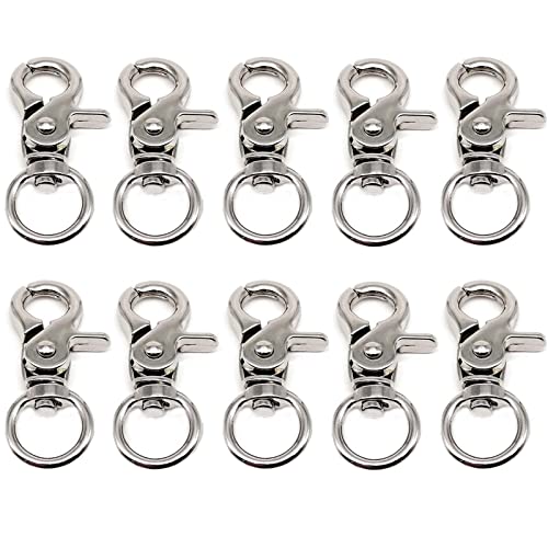 Karabiner Mit Drehgelenk Für Schlüsselanhänger Karabiner Haken Mit Dreh Gelenk Wirbelkarabiner Schnapphaken Mit Drehgelenk Scherenkarabiner Hundehalsband Für Schlüsselanhänger, 10 Stück, Silber Cover