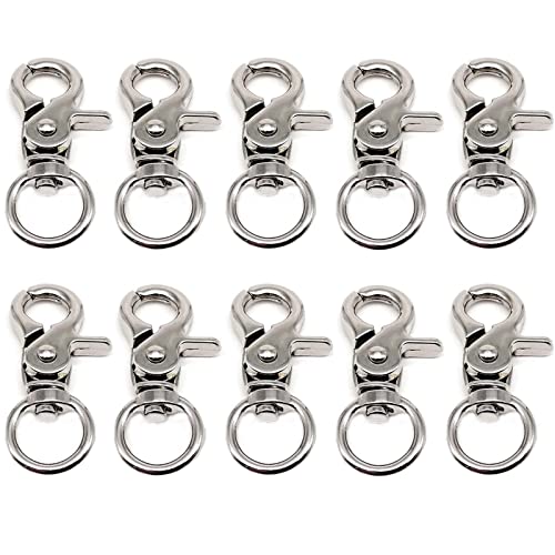 Karabiner Mit Drehgelenk Für Schlüsselanhänger Karabiner Haken Mit Dreh Gelenk Wirbelkarabiner Schnapphaken Mit Drehgelenk Scherenkarabiner Hundehalsband Für Schlüsselanhänger, 10 Stück, Silber