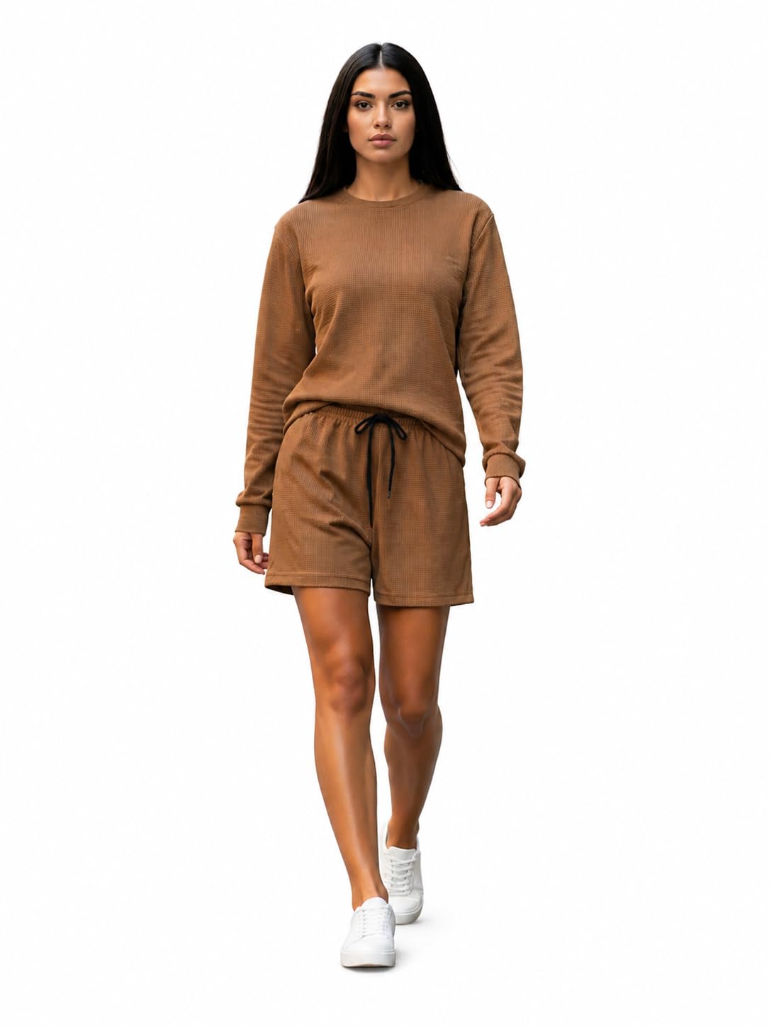 mack jonney Women’s Cotton Tracksuit | Wafle Knit Stylish Co-ords with Shorts | Comfortable All-Season Activewear-S211-picture-25