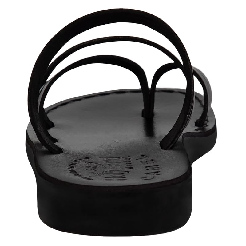 Holy Land Market Men/Women Biblical Jesus Leather Sandals/Slides From Jerusalem (Bethlehem Black Style II)3