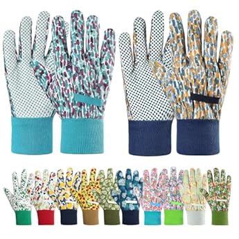 Foto di Ainiv 2 Paia Guanti da Giardinaggio Antiscivolo Perlina a Punti, Guanti da Lavoro, Comodi Guanti Da Giardino Traspiranti A Prova Di Spina Per Cortile, Fattoria, Potatura, Giardinaggio All'Aperto