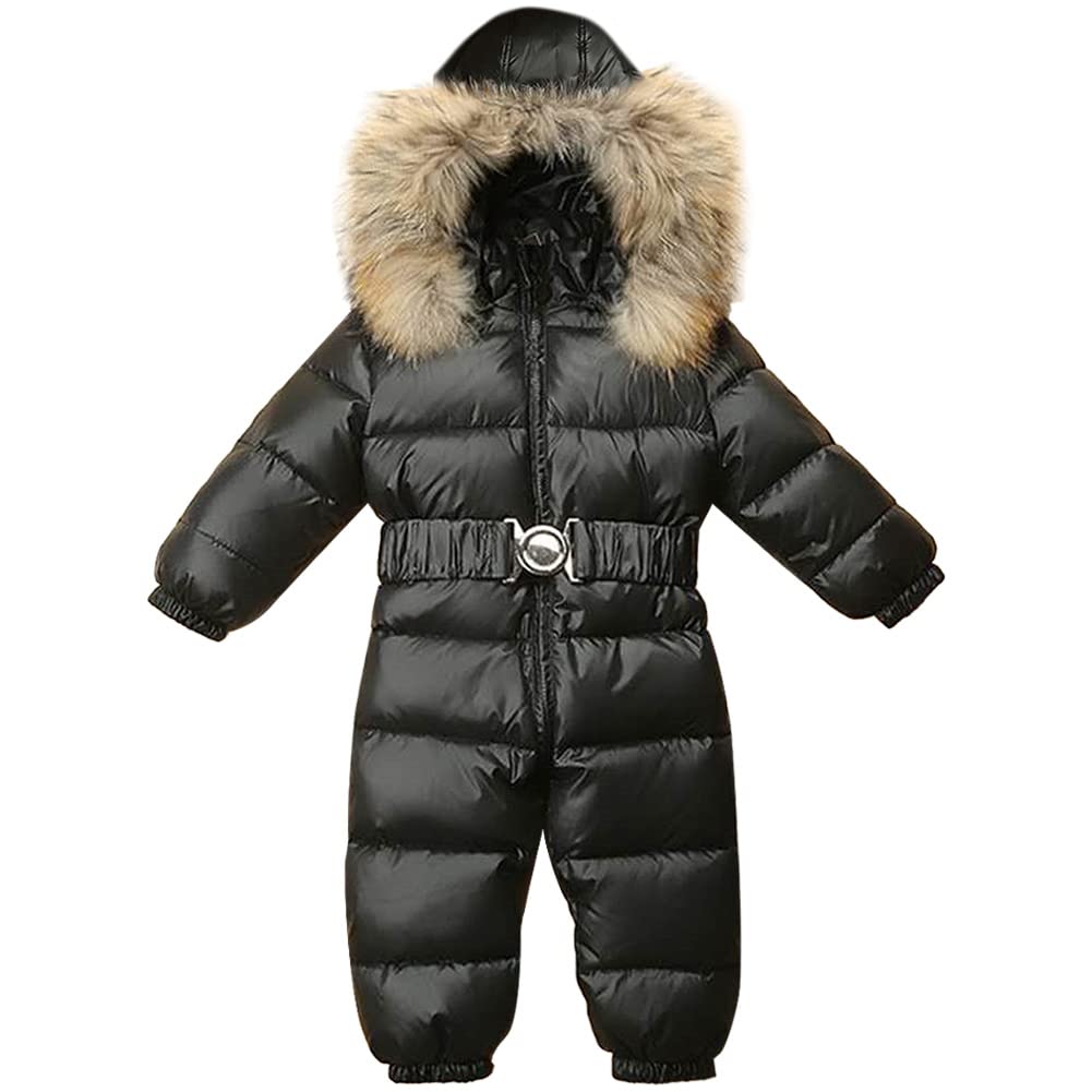 Traje de nieve para bebé/bebé, niño y niña, con capucha, Negro , 18 meses