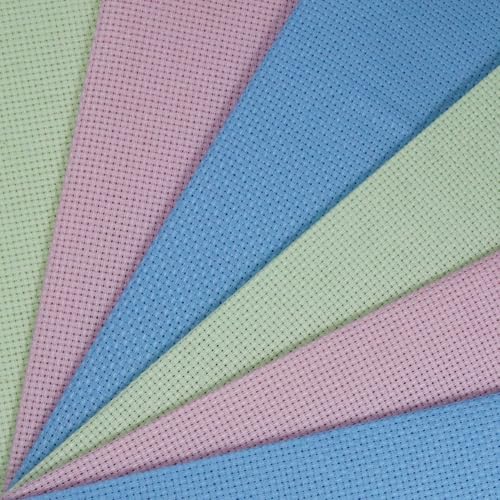 Image of KCS 4 /6 pc of 12 inch x 18 inch 30cmx45cm 16CT Counted Cotton Aida Cloth Cross Stitch Fabric (Light Blue+Pink+Light Green, 6 pc)