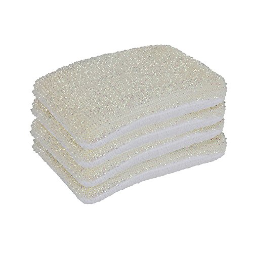 Sophisti-Clean Stainless Steel Multipurpose Cleaning Sponges, Dual-Sided Sponges, White, Pack of 4