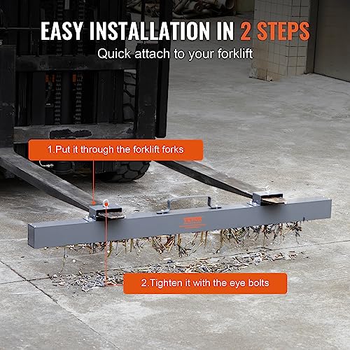 Vevor PICKUP TOOLQJ8013A-72″ 105Lbs Hanging Magnetic Sweeper Pickup Tool, Nail Hang-Type Magnetic Forklift Sweeper, Industrial Grade Magnets Steel Material Hunting Accessories For Picking Up Bolts Nails Iron Chips Metals thumb #4