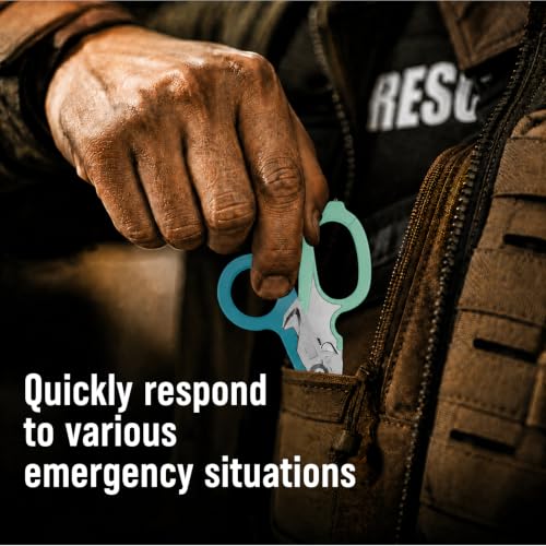 Image of 6in1 trauma shears - emergency responders, outdoor emergencies scissor, medical staff, and outdoor camping scissors, ttrauma scissors (Double Blue)