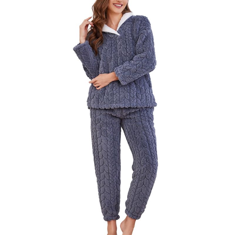 LYCY Fluffy Pajamas set for Women Fleece Pullover 2 Piece Pjs Set Soft Plush Sleepwear Winter...