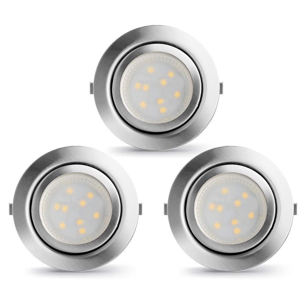 LAMPAOUS LED Puck Lights - Dimmable Recessed Under Cabinet Lighting, 3pcs, Warm