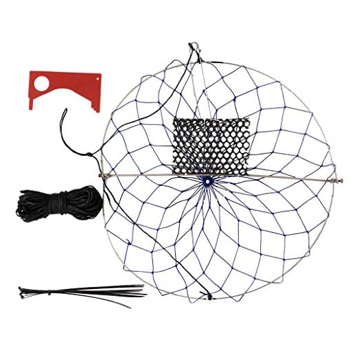 SENSORY4U Folding Castable Crab Trap with Casting Rope and Mesh Bait Box and Dungeness Crab Measuring Tool and Zip Ties
