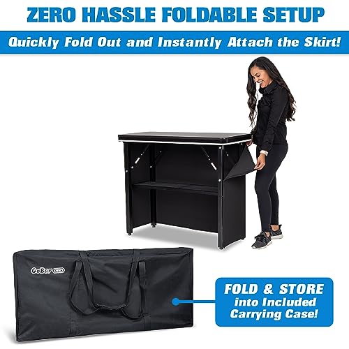 Image of GoBar PRO Commercial Grade Portable Bar Table - Mobile Bartender Station for Events - Includes Black Skirt and Carry Case - Standard or LED, Pack 1