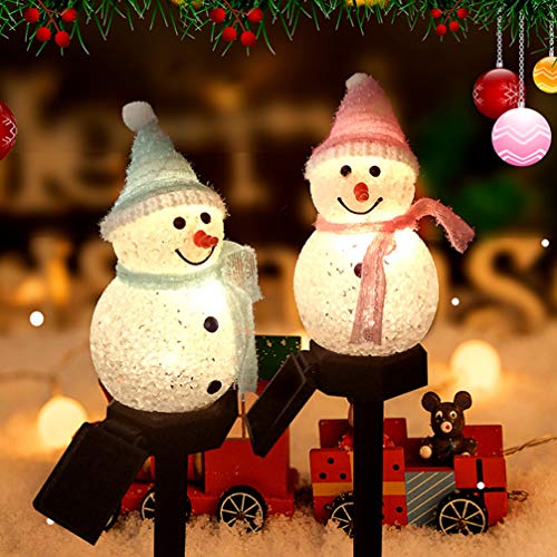 Mobestech 2Pcs Solares Luzes Do Caminho de Natal para O Jardim Do Boneco de Neve Ao Ar Livre Luzes d