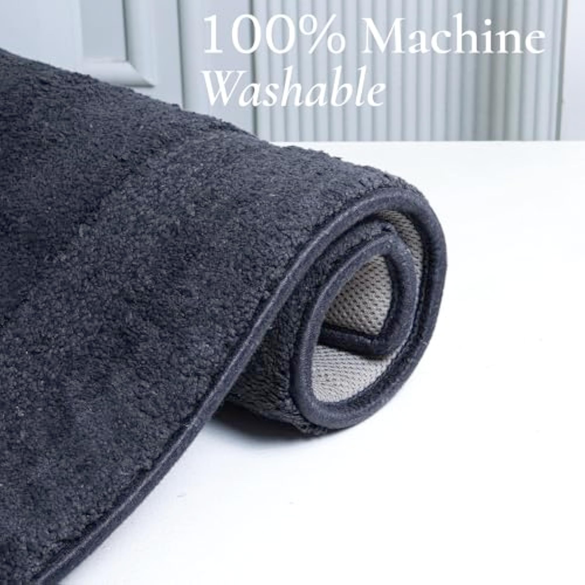 Pack of 2 Thick Memory Foam Bath Rugs, Machine Washable