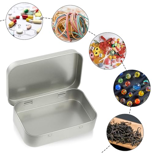 Ouligay Metalldöschen Blechdose Silber Metal Tin Mini Aufbewahrungsbox Metall Boxen Metalldosen aus Metall mit Deckel Minibox Organizer für Zuhause Sügigkeiten und Kleinen Gegenständen