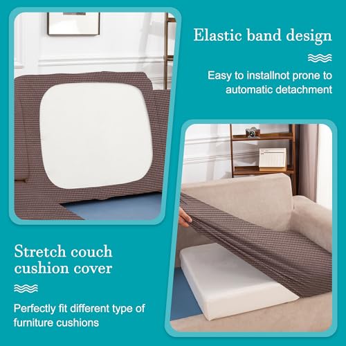 Image of 14Pcs Stretch Patio Cushion Covers,Outdoor Couch Covers Replacement,Outdoor Couch & Sofa Slipcovers,for Patio Furniture Cushion Covers,Washable Reusable Furniture Protector (Camel,Cover Only)