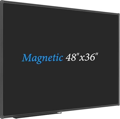 JILoffice Pizarra magnética negrapizarra negra de 48 x 36 pulgadas, marco de aluminio negro con bandeja de marcadores para oficina, hogar y escuela