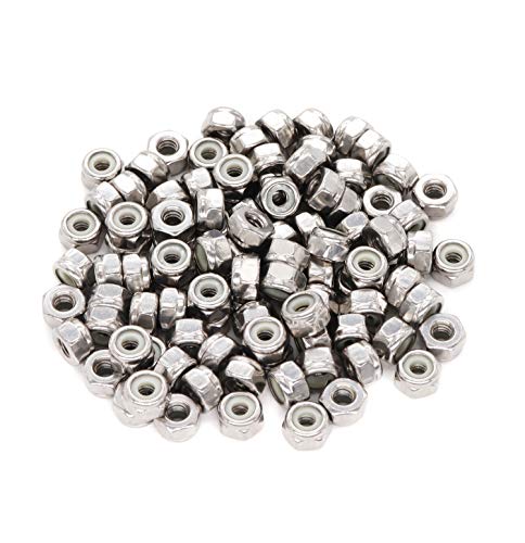 Image of 100pcs 10-24 Nylock Self Lock Nuts Nylon Inserted 304 Stainless Steel, #10-24 Locking Nuts, #10 Lock Hex Nuts for Furniture, Repairing Jobs