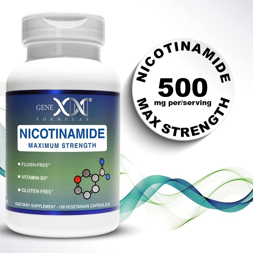 GENEX FORMULAS - Nicotinamide 500mg 3-Pack Vitamin B3 Flush Free Niacin Capsules for Healthy Skin - Niacinamide Supplement Pills help Produce Keratin & Support Skin Cell Health & Energy (300 Capsules)