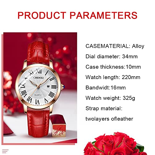 Tiong Fashion Casual Women's Watch， Leather Quartz Waterproof Watch, Roman Numeral Quartz Watch For Women #TOP5