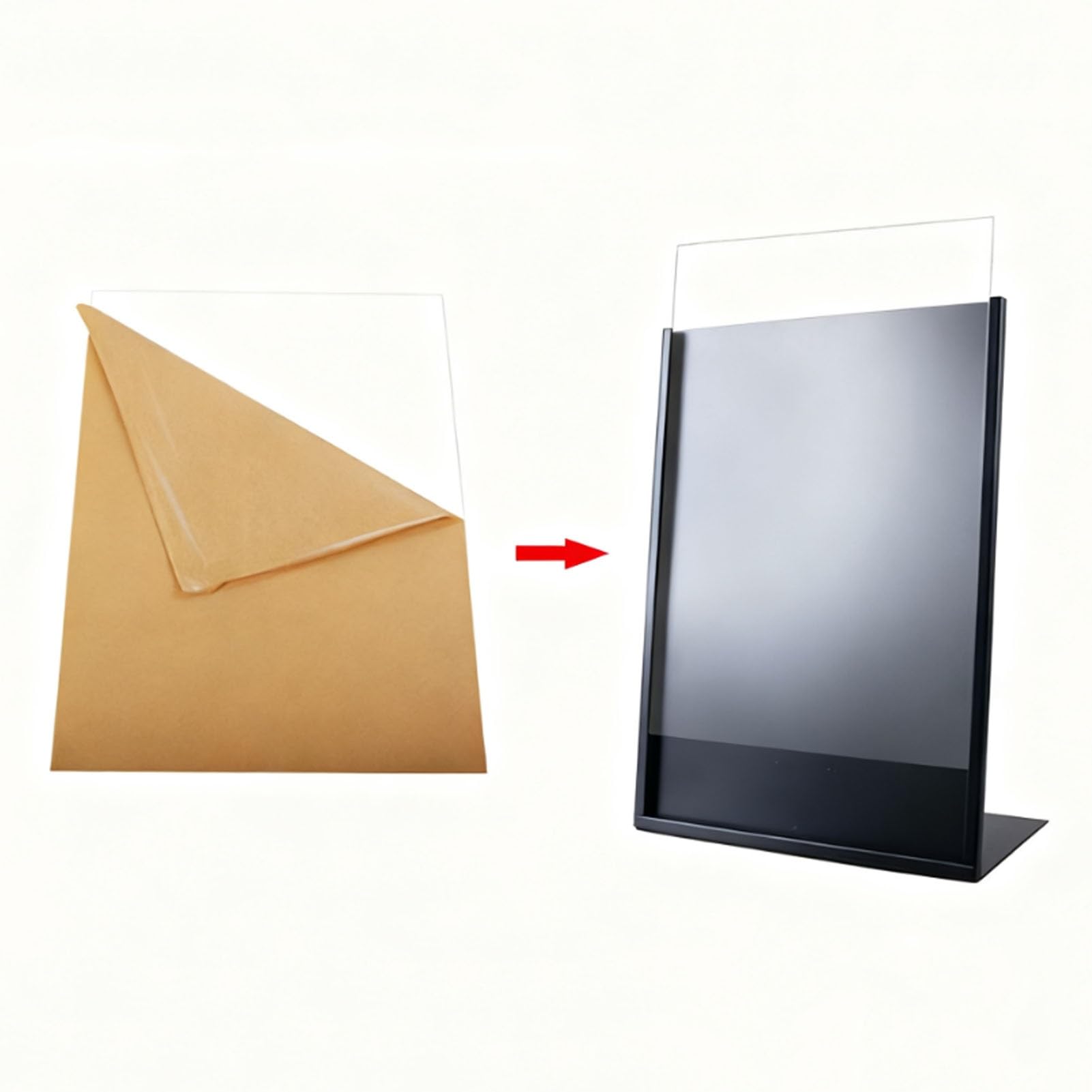 Portamenús Forma L Acero Inoxidable con Ranura para Tarjetas Visita - Expositor Multiusos Mesa para Menús, Carteles Publicitarios Fotos Pósteres - Ideal Restaurantes Hoteles y Tiendas(Rose gold)