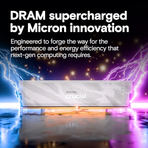 Image of Crucial Pro DDR5 RAM 32GB Kit (2x16GB), 6400MHz CL32, Overclocking Desktop Gaming Memory, Intel XMP 3.0 & AMD Expo Compatible, White - CP2K16G64C32U5W