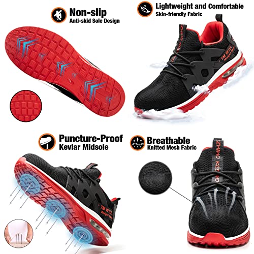 Kezhiho Steel Toe Shoes for Men Women Air Cushion Lightweight Work Shoes Comfortable Breathable Puncture Proof Slip Resistant Sneakers Indestructible Construction Industrial Safety Shoes4