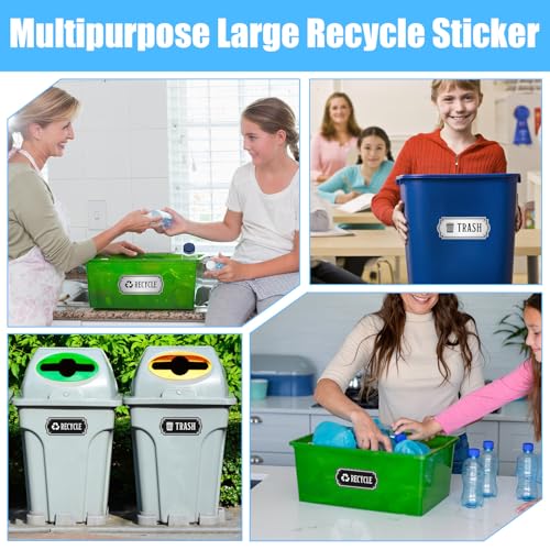 Image of 16Pcs Trash and Recycle Stickers,Recycle Stickers for Trash Bins Waste and Recover Decals Garbage Can Indoor Outdoor Garbage Can Home Office Kitchen Apartment Hotel