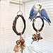Bird Swing, Bird Perch Stand, Natural Apple Wood Cage Accessories, Hanging Swing Bird Toys Suitable for Parrotlets Budgies Cockatiels Parakeets Lovebirds (Bark Style)