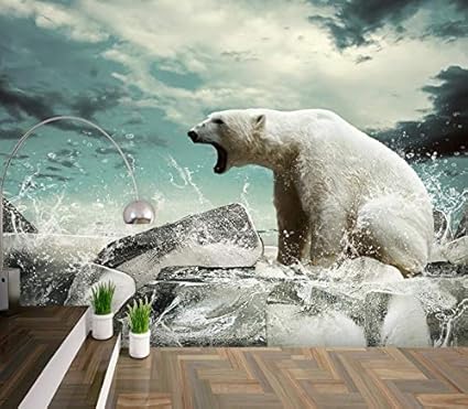 Zyyaky Fond D Ecran 3d Photo Papier Peint Ours Polaire Animal Grand Salon Mural Allee Chambre D Enfant Fond D Ecran 3d Amazon Fr Bricolage