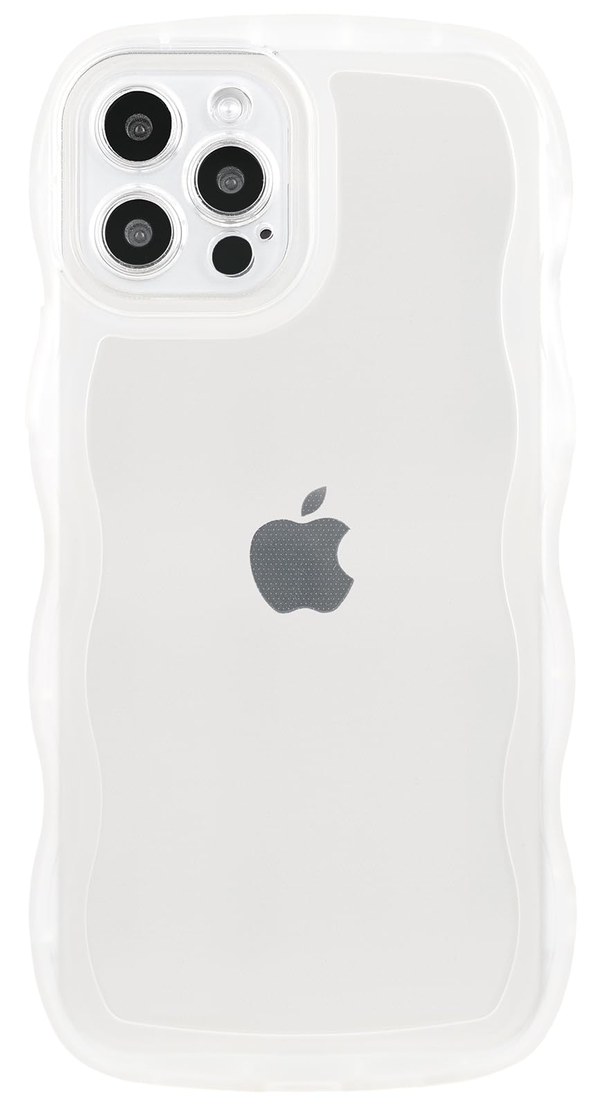 compatible with iphone 14 pro case 6.1" 2022, cute kawaii curly wave frame shape soft silicone shockproof protective phone cover for women girls, clear