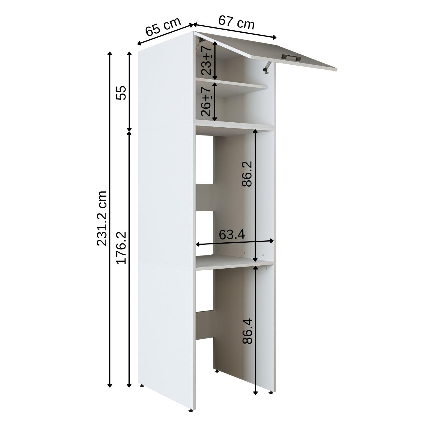 ROOMART Waschmaschinenschrank Duo, Schrank für Trockner & Waschmaschine, Waschmachinenüberbau, Waschmaschinenregal, Badregal für Waschküche, HBT: 176x67x65 cm (Weiß, Höhe: 231 cm)