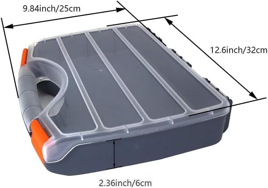 Auniwaig Tool Box Tool Organizer, Plastic Hardware Box Storage for Hardware, Screws, Bolts, Nuts 12.6 x 10 x 2.4 inches Translucent