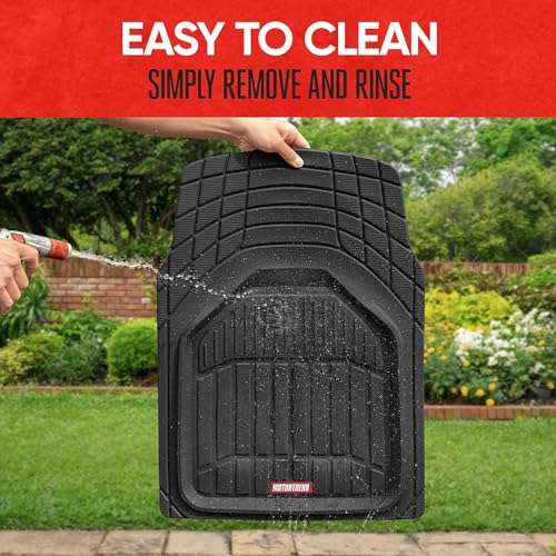 Image of Motor Trend 943-BK FlexTough Defender Car Floor Mats -Next Generation Deep Dish Heavy Duty Contour Liners for Car SUV Truck & Van-All Weather Protection, Trim to Fit Most Vehicles Black
