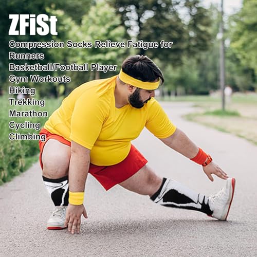 Image of ZFiSt Plus Size Compression Socks Wide Calf for Women Men,Sport Compression Stocking Nurse Socks
