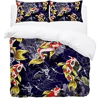 Morbuy Set di Biancheria da Letto 4 Pezzi - Fiori Stampa Set Copripiumino in Microfibra con 1 Lenzuola Piane e 2 Federe per Letto Singolo Matrimoniale King (Leone,220x240cm /2.2M