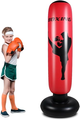 Miniatura 3 de Saco de boxeo inflable de 67 pulgadas para niños, saco de boxeo para niños, saco de boxeo de enfoque para practicar karate, bolsa de boxeo