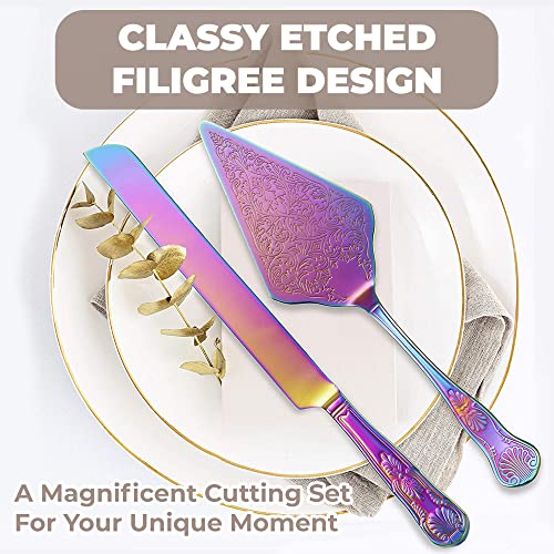 Orblue Wedding Cake Knife And Server Set - Premium, Beautifully Engraved Cutting Set - Elegant Keepsake For Newlyweds Multicolored #TOP3