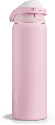 Miniatura 30 de ENCOOL - Botella aislante para agua, acero inoxidable con pajilla, mantiene el frío, tapa abatible de un solo toque, sin Bisfenol A, a prueba de